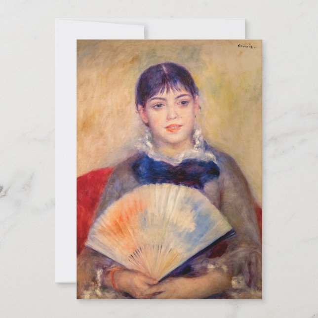 Pierre-Auguste Renoir - flicka med Fläkt Inbjudningar (Framsida)