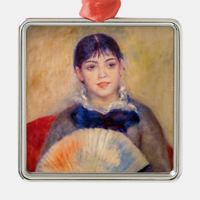 Pierre-Auguste Renoir - flicka med Fläkt Julgransprydnad Metall (Framsidan)