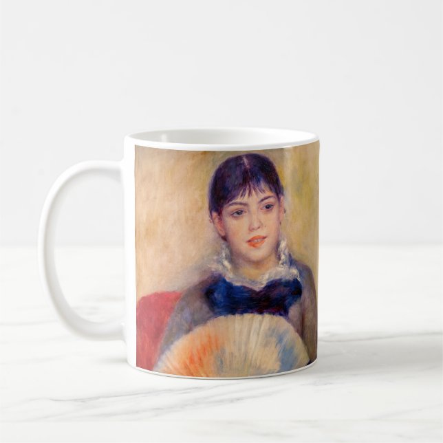Pierre-Auguste Renoir - flicka med Fläkt Kaffemugg (Vänster)