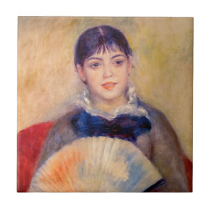 Pierre-Auguste Renoir - flicka med Fläkt Kakelplatta