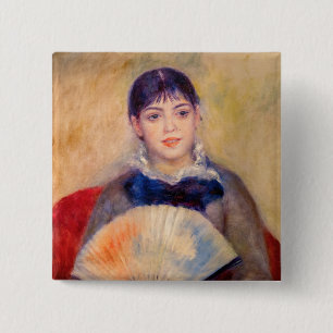 Pierre-Auguste Renoir - flicka med Fläkt Knapp