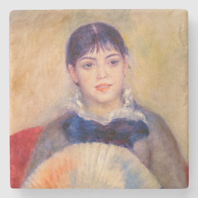 Pierre-Auguste Renoir - flicka med Fläkt Stenunderlägg (Framsidan)