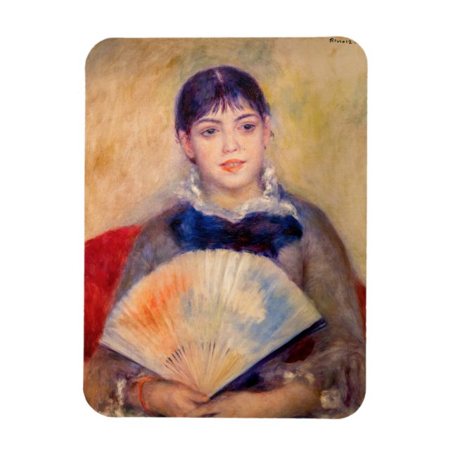 Pierre-Auguste Renoir - Flicka med solfjäder Magnet (Vertikal)