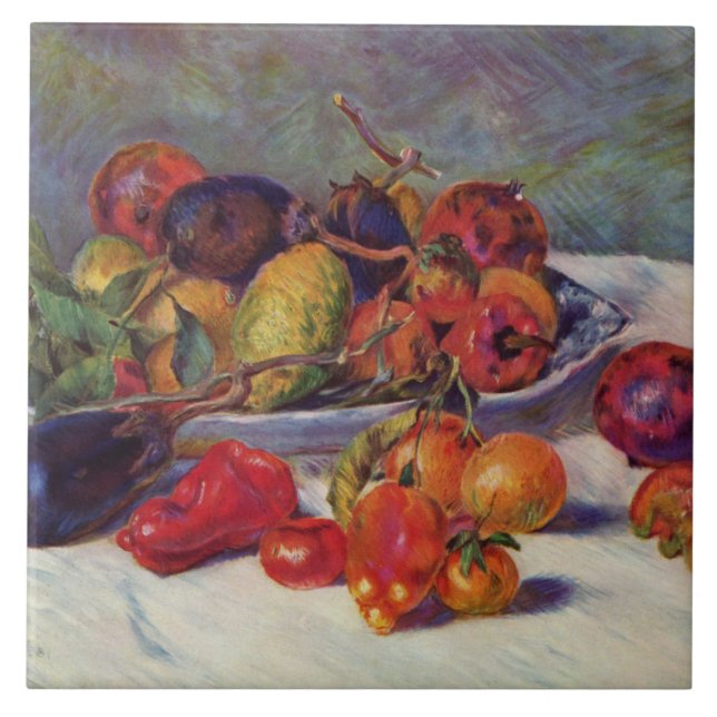 Pierre Auguste Renoir Fortfarande med Fruit Kakelplatta (Framsidan)