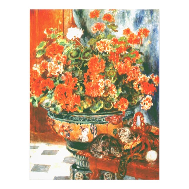 Pierre-Auguste Renoir Geraniums och Cats Fototryck (Framsidan)