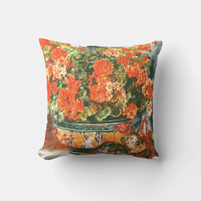 Pierre-Auguste Renoir Geraniums och Cats Kudde (Framsida)