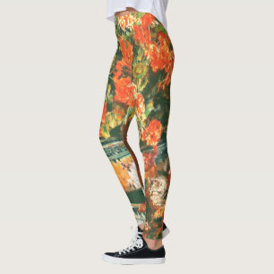 Pierre-Auguste Renoir Geraniums och Cats Leggings