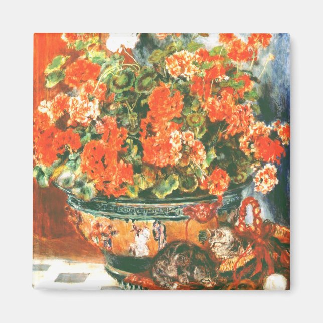 Pierre-Auguste Renoir Geraniums och Cats Magnet (Framsidan)