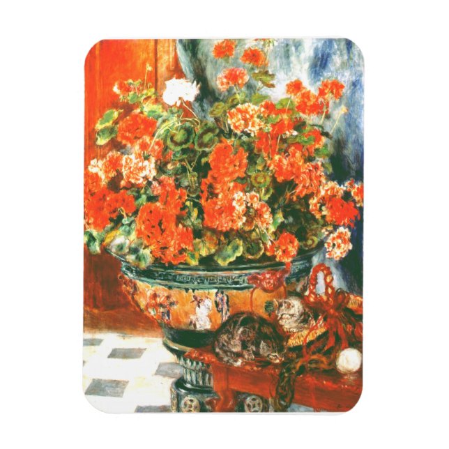 Pierre-Auguste Renoir Geraniums och Cats Magnet (Vertikal)