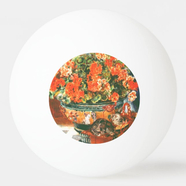 Pierre-Auguste Renoir Geraniums och Cats Pingisboll (Framsidan)