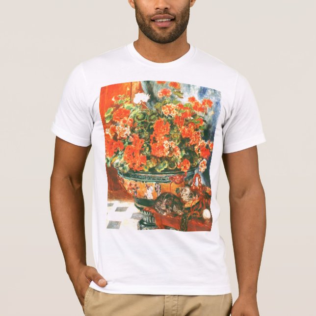 Pierre-Auguste Renoir Geraniums och Cats T Shirt (Framsida)