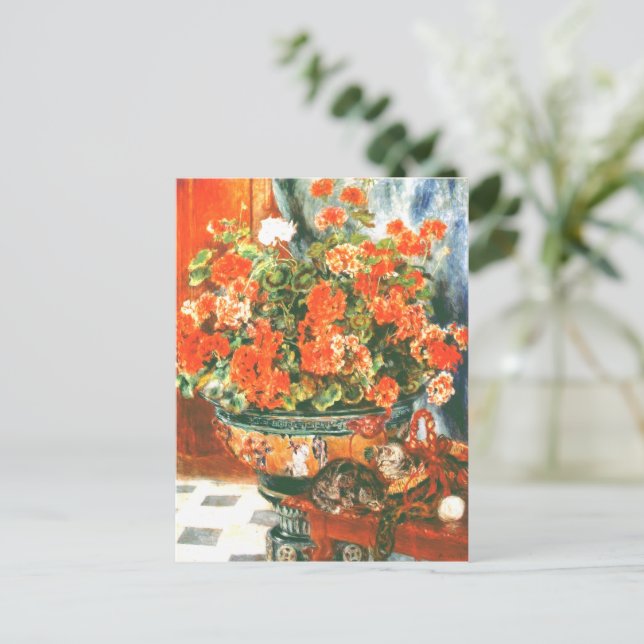 Pierre-Auguste Renoir Geraniums och Cats Vykort (Stående Fram)