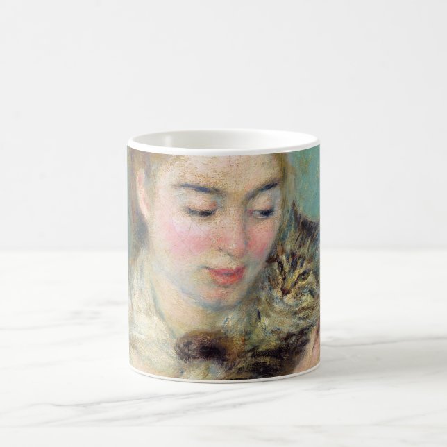 Pierre-Auguste Renoir - Kvinna med katt Kaffemugg (Center)