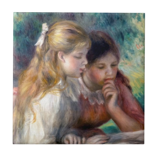 Pierre-Auguste Renoir - Läsningen Kakelplatta (Framsidan)