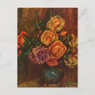 Pierre Auguste Renoir lever fortfarande med Rosor Helg Vykort