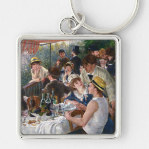 Pierre-Auguste Renoir - Luncheon of Boating Party Fyrkantig Silverfärgad Nyckelring