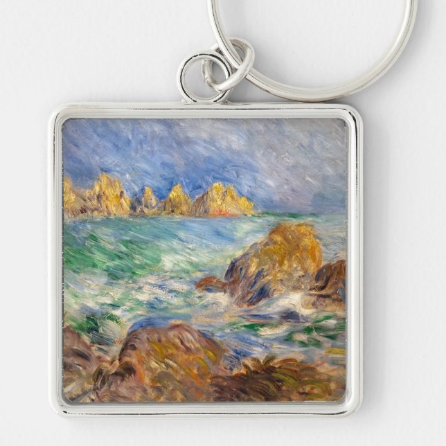 Pierre-Auguste Renoir - Marine, Guernesey Fyrkantig Silverfärgad Nyckelring (Framsidan)