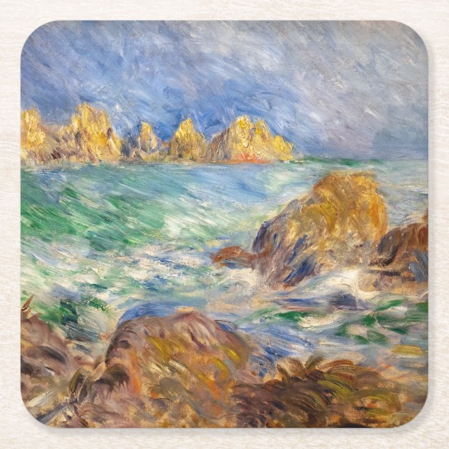 Pierre-Auguste Renoir - Marine, Guernesey Underlägg Papper Kvadrat (Framsidan)