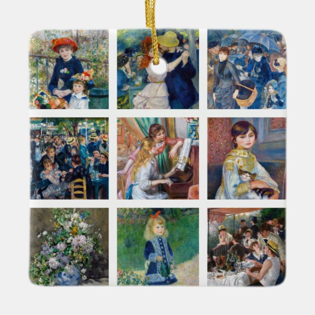 Pierre-Auguste Renoir - Masterbit Grid Collage Julgransprydnad Keramik (Framsida)