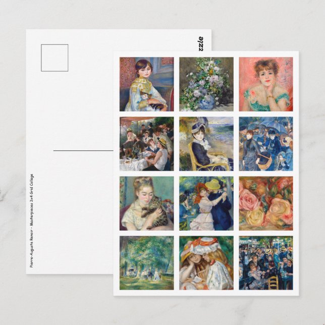 Pierre-Auguste Renoir - Masterbit Grid Collage Vykort (Fram/baksida)