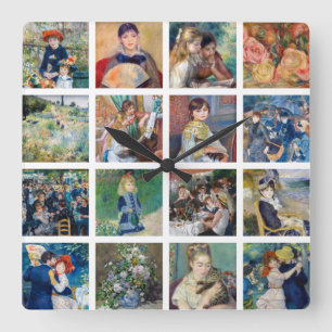 Pierre-Auguste Renoir - Masterbitar Collage Fyrkantig Klocka