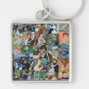 Pierre-Auguste Renoir - mästerverk Patchwork Fyrkantig Silverfärgad Nyckelring