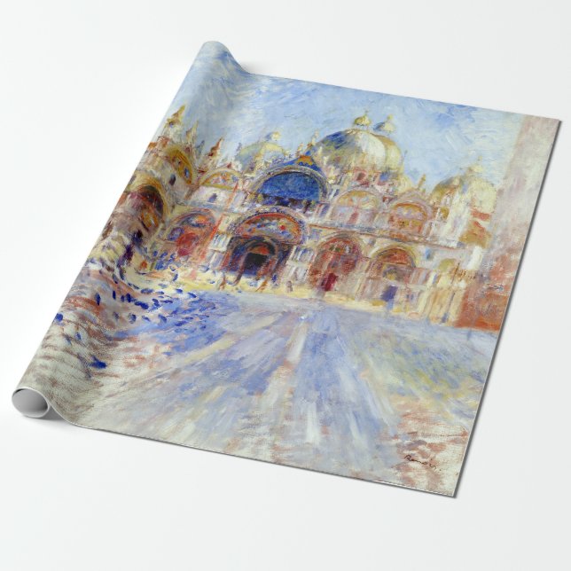 Pierre Auguste Renoir Piazza San Marco, Venedig Presentpapper (Utrullad)