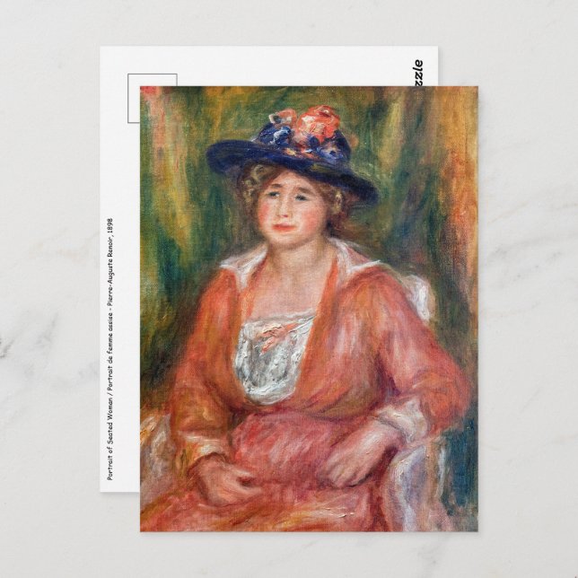 Pierre-Auguste Renoir - Porträtt av sittande kvinn Vykort (Fram/baksida)