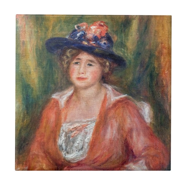 Pierre-Auguste Renoir - Porträtt of Seated Woman Kakelplatta (Framsidan)