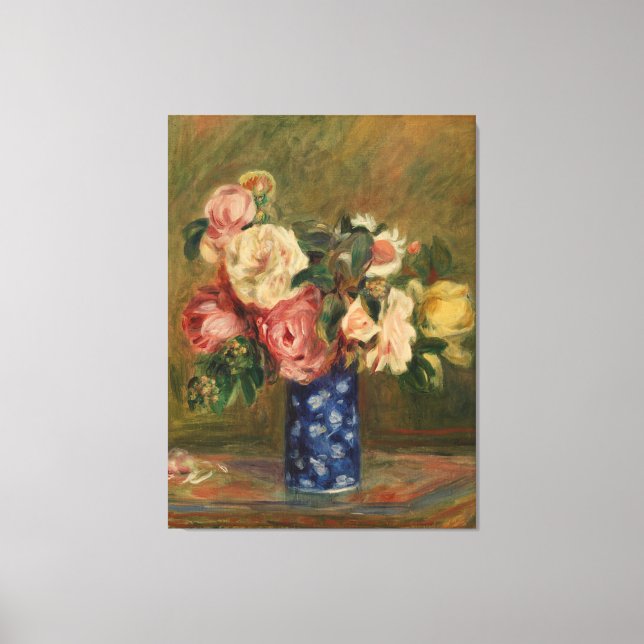 Pierre Auguste Renoir Rosa Blue Bouquet of Ro Canvastryck (Framsida)