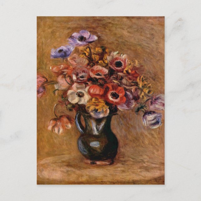 Pierre Auguste Renoir still Life med Anemones Helg Vykort (Framsida)
