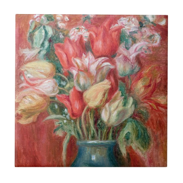 Pierre-Auguste Renoir - Tulip Bouquet Kakelplatta (Framsidan)
