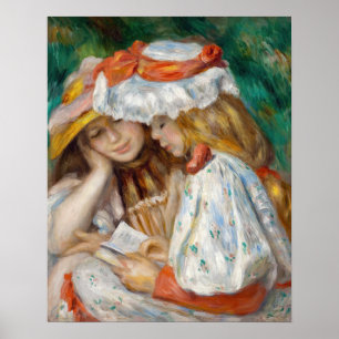 Pierre-Auguste Renoir - Två flickor läser Poster