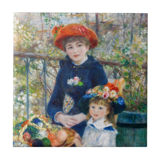 Pierre-Auguste Renoir - två systrar på Terrace Kakelplatta (Framsidan)