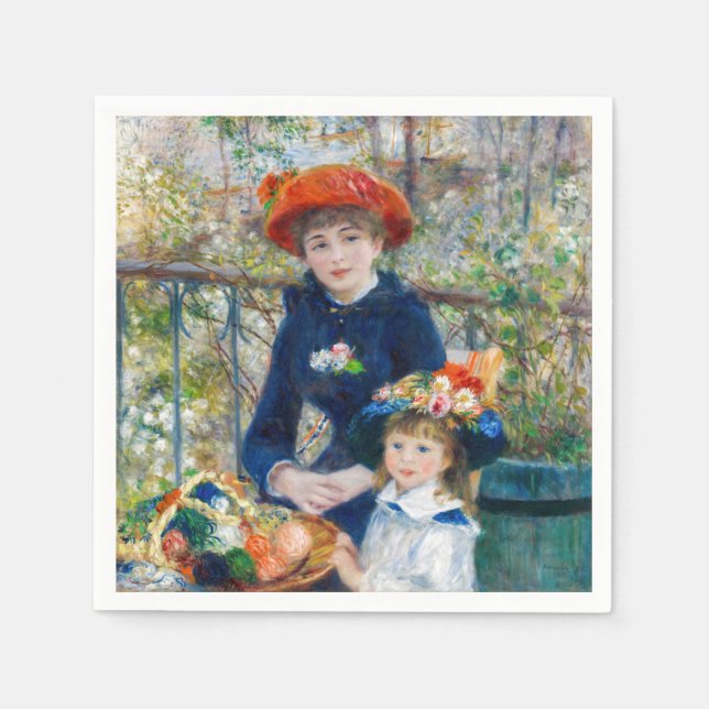 Pierre-Auguste Renoir - två systrar på Terrace Pappersservett (Framsidan)