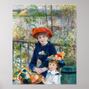 Pierre-Auguste Renoir - två systrar på Terrace Poster