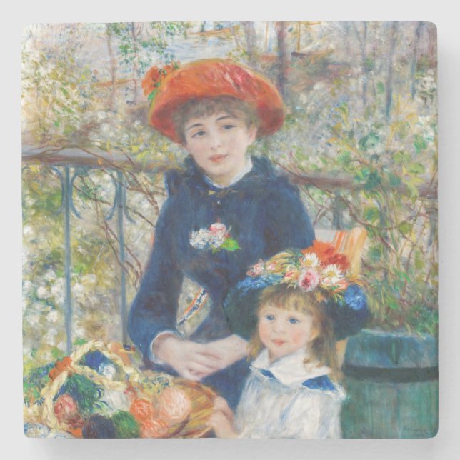 Pierre-Auguste Renoir - två systrar på Terrace Stenunderlägg (Framsidan)