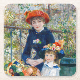 Pierre-Auguste Renoir - två systrar på Terrace Underlägg Papper Kvadrat