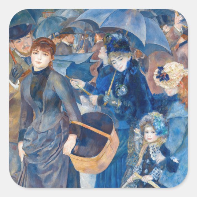 Pierre-Auguste Renoir - Umbrellas Fyrkantigt Klistermärke (Framsida)