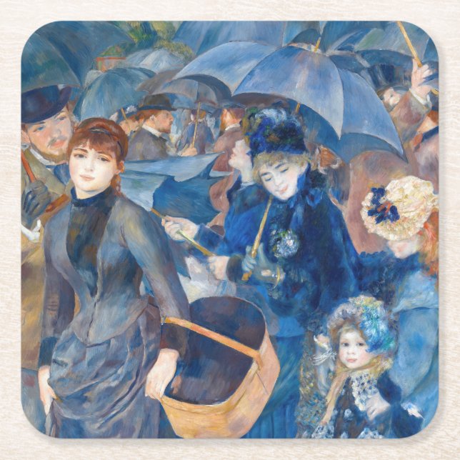 Pierre-Auguste Renoir - Umbrellas Underlägg Papper Kvadrat (Framsidan)
