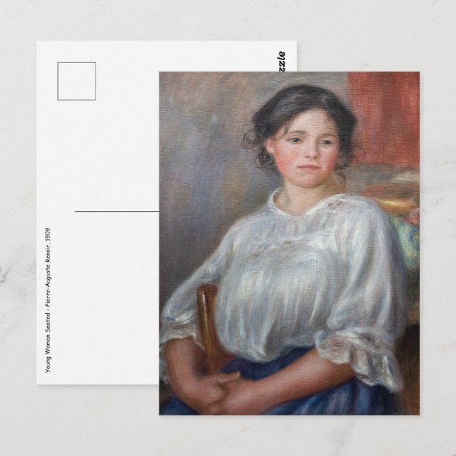 Pierre-Auguste Renoir - Ung kvinna sittande Vykort (Fram/baksida)