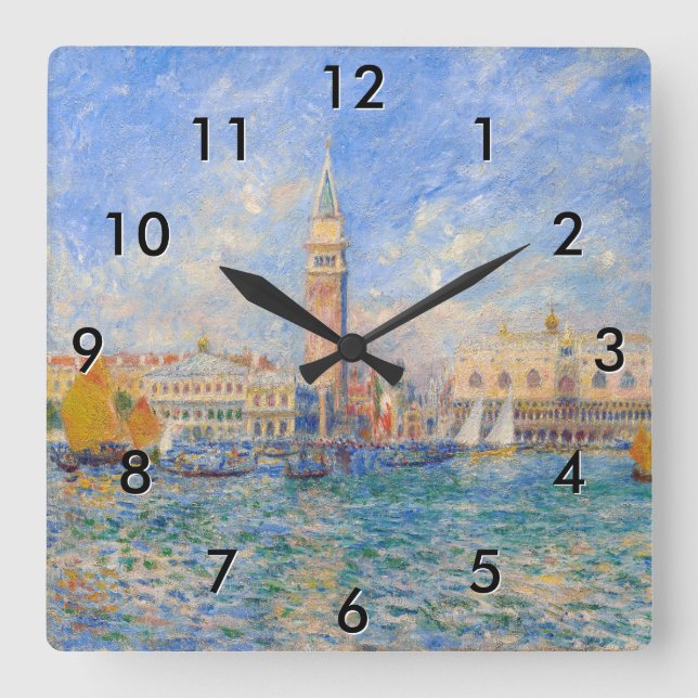 Pierre-Auguste Renoir - Venedig, Doges Palace Fyrkantig Klocka (Framsida)