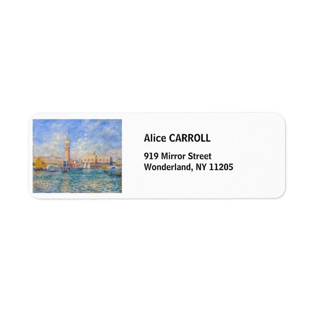 Pierre-Auguste Renoir - Venedig, Doges Palace Returadress Etikett (Framsidan)