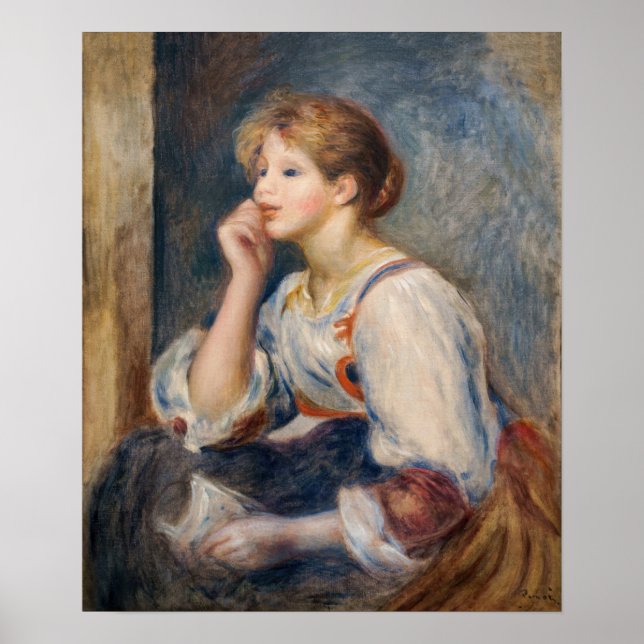 Pierre-Auguste Renoir - Woman med Brev Poster (Framsidan)