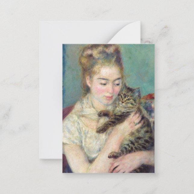 Pierre-Auguste Renoir - Woman med en katt Anteckningskort (Framsida)
