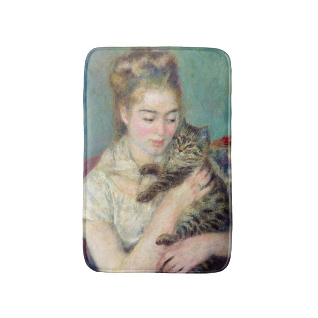 Pierre-Auguste Renoir - Woman med en katt Badrumsmatta (Framsidan (Vertikal))