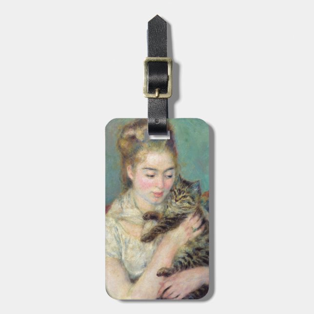 Pierre-Auguste Renoir - Woman med en katt Bagagebricka (Vertikal Framsida)