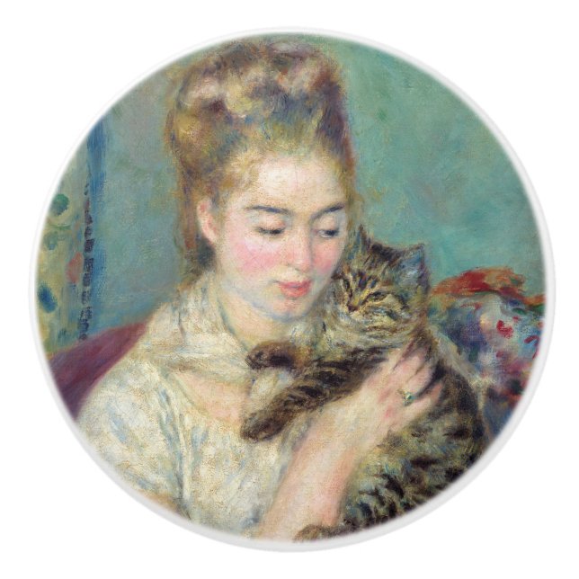 Pierre-Auguste Renoir - Woman med en katt Knopp (Framsidan)