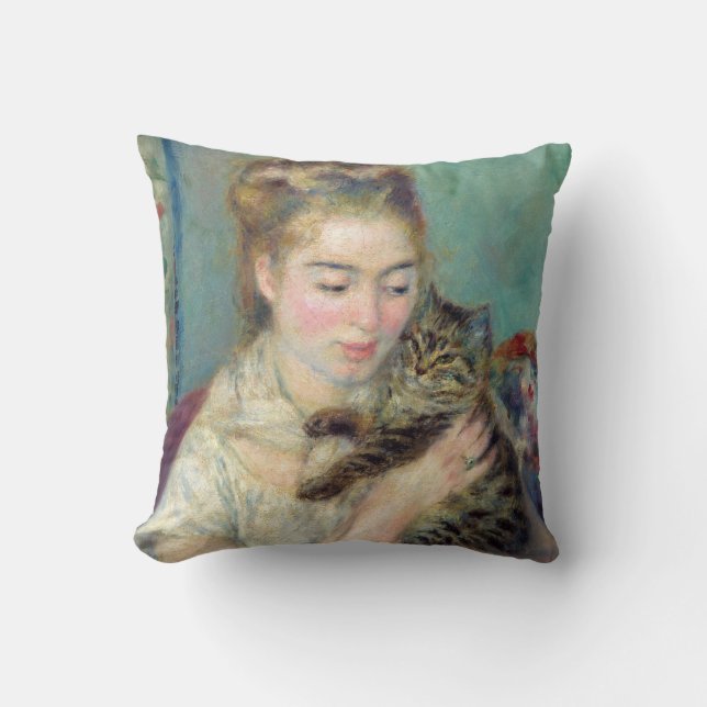 Pierre-Auguste Renoir - Woman med en katt Kudde (Framsida)