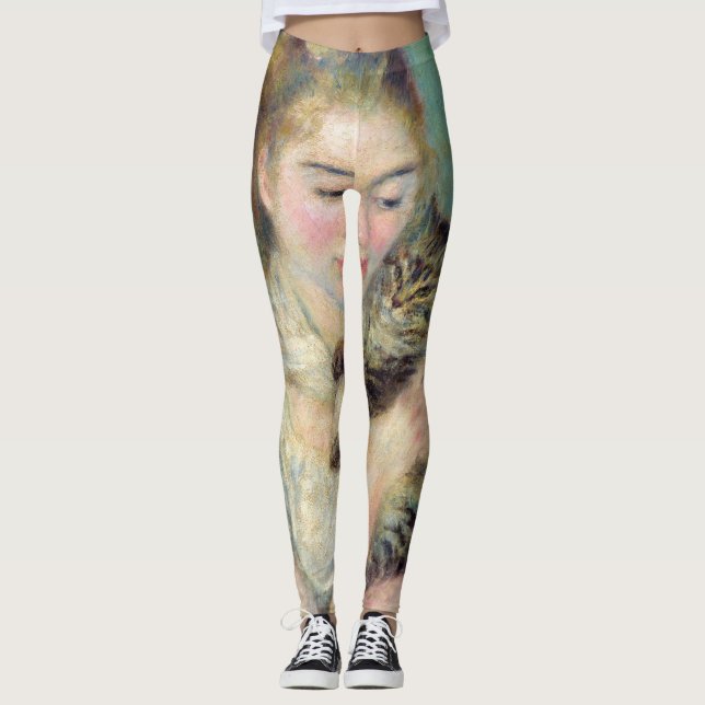 Pierre-Auguste Renoir - Woman med en katt Leggings (Framsida)